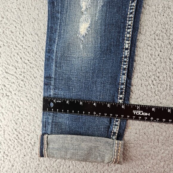 Silver Jeans Aiko Capri Womens 24 Distressed Denim Defined Curve New With Tags - Picture 12 of 16